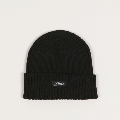 Dime Cursive Rib Beanie Black